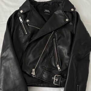 Zara Black Moto Jacket with Silver Accents